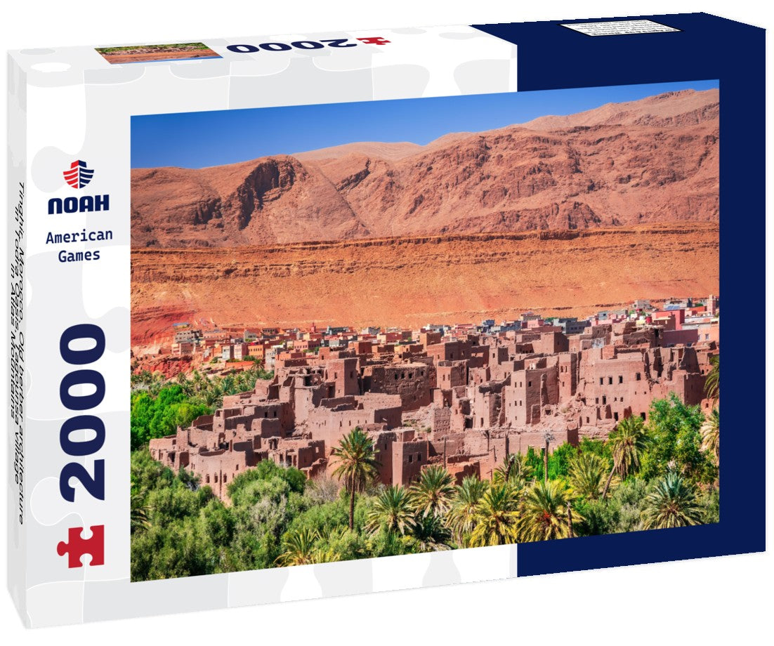 Noah Jigsaw Puzzle Tinghir, Morocco. Old berber architecture in Todra Oasis, Tagounsa village in Atlas Mountains 2000 pieces