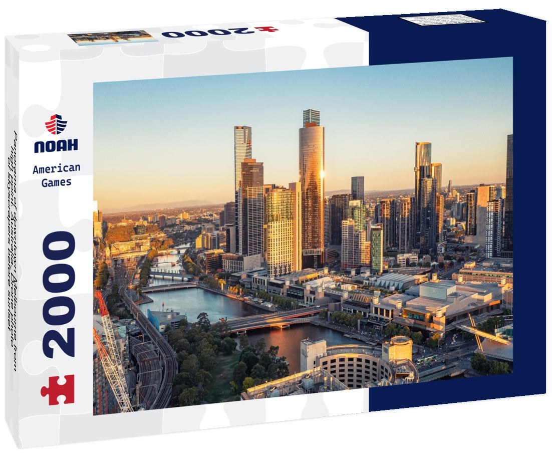 Noah Jigsaw Puzzle Panorama of downtown Melbourne from high point. Australia. Drone photo of skyscrapers before sunset 2000 pieces