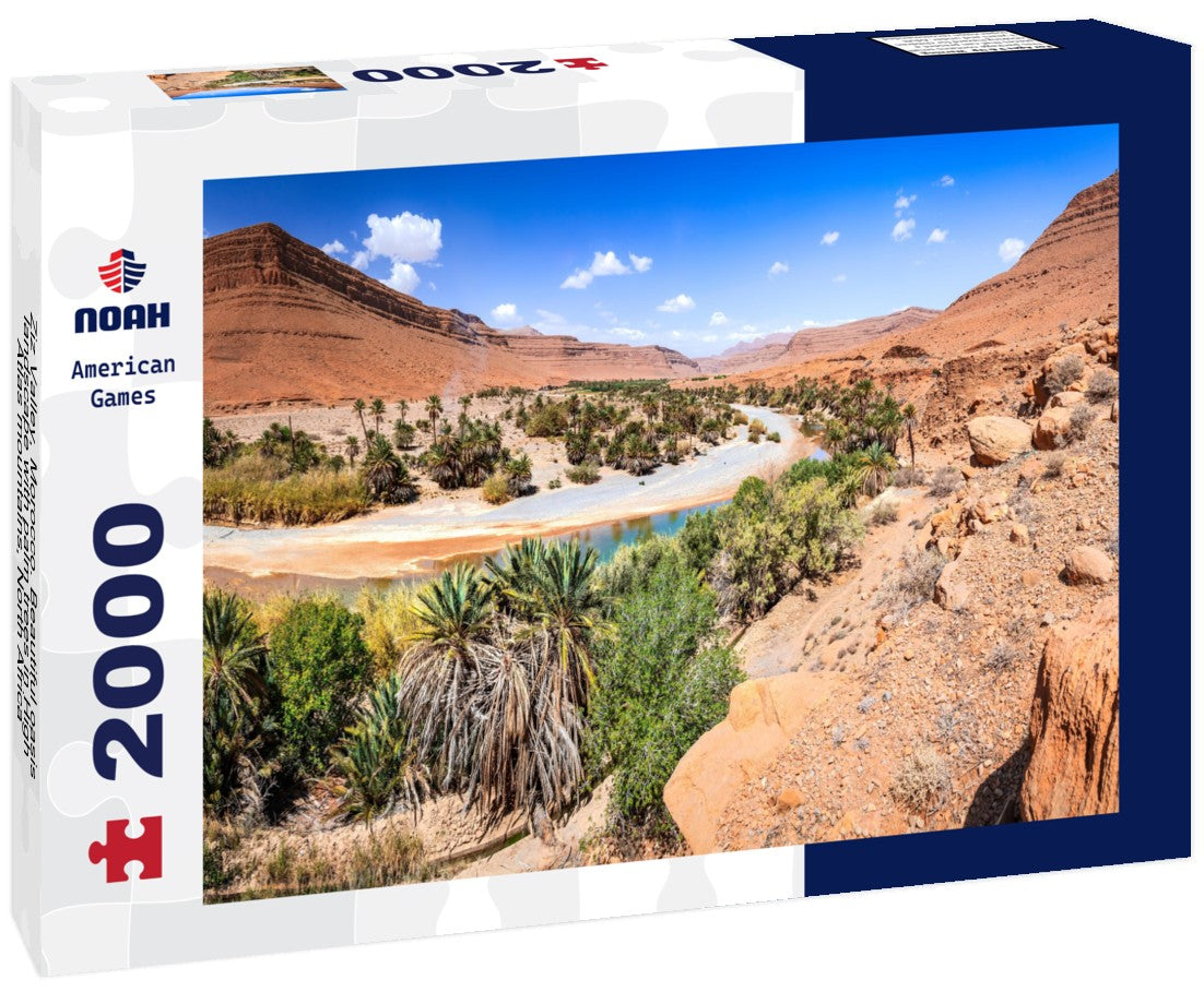 Noah Jigsaw Puzzle Ziz Valley, Morocco. Beautiful oasis landscape with palm trees in High Atlas mountains, North Africa 2000 pieces