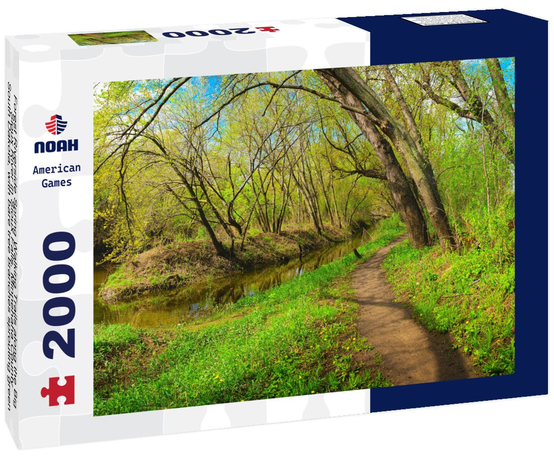 Noah Jigsaw Puzzle Forest Riverside Spring Walking Trails along the Big Sioux River in Sioux Falls, Minnehaha County, South Dakota, with bare tree branches sprouting green 2000 pieces