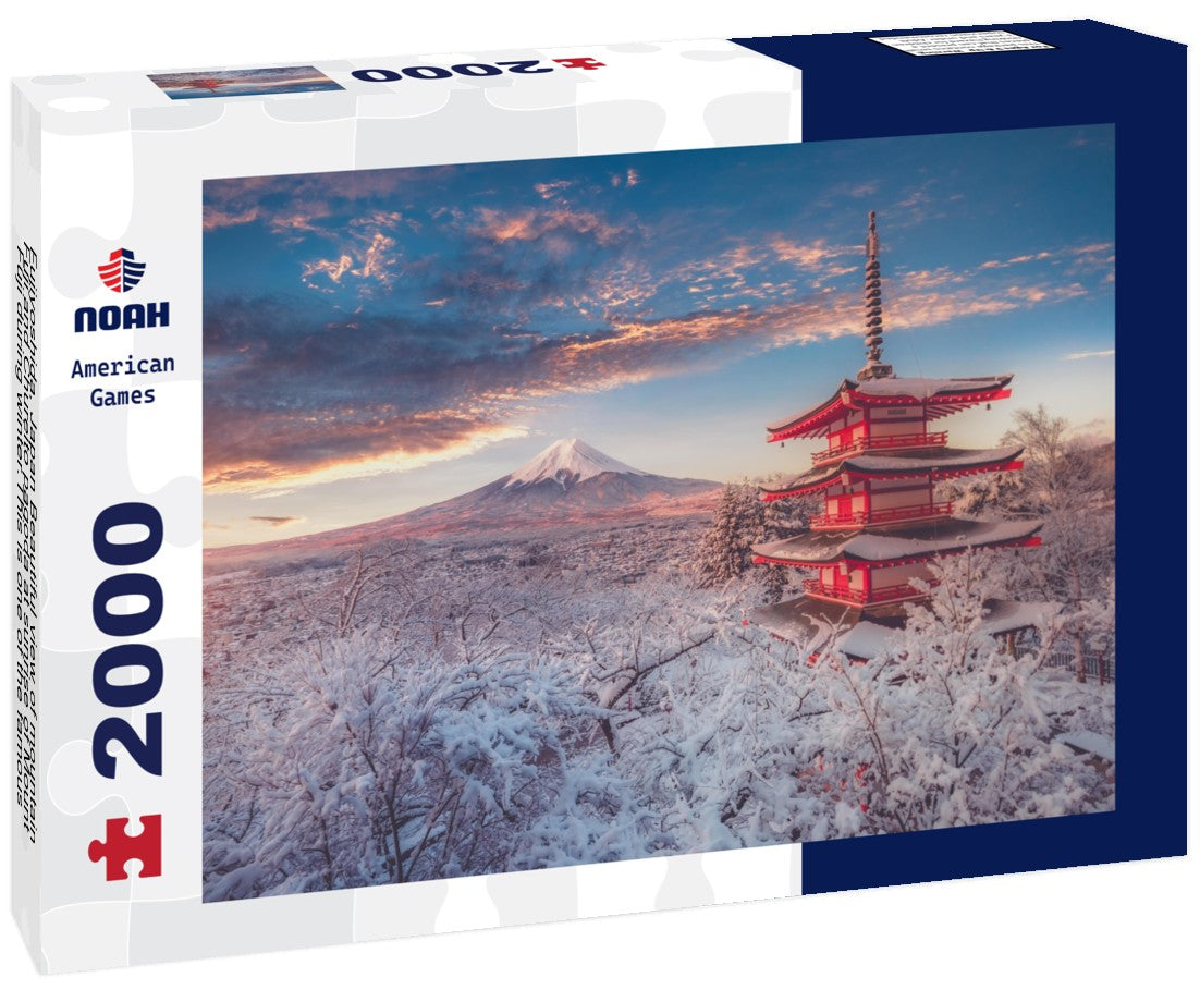 Noah Jigsaw Puzzle Fujiyoshida, Japan Beautiful view of mountain Fuji and Chureito pagoda at sunrise of Mount Fuji during winter.This is one of the famous spot to take pictures of Mount Fuji 2000 pieces