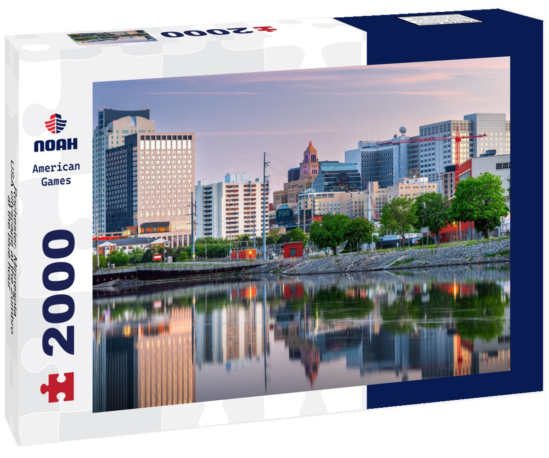 Noah Jigsaw Puzzle Rochester, Minnesota, USA cityscape at the Zumbro at the blue hour 2000 pieces