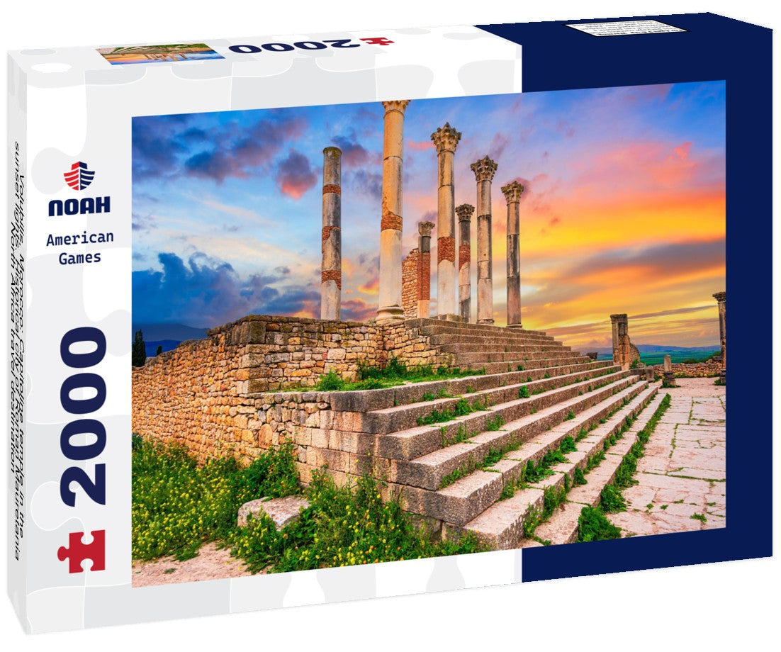 Noah Jigsaw Puzzle Volubilis, Morocco: Capitoline temple in the sunset lights. Historical city of Roman Mauretania, North Africa travel destination 2000 pieces