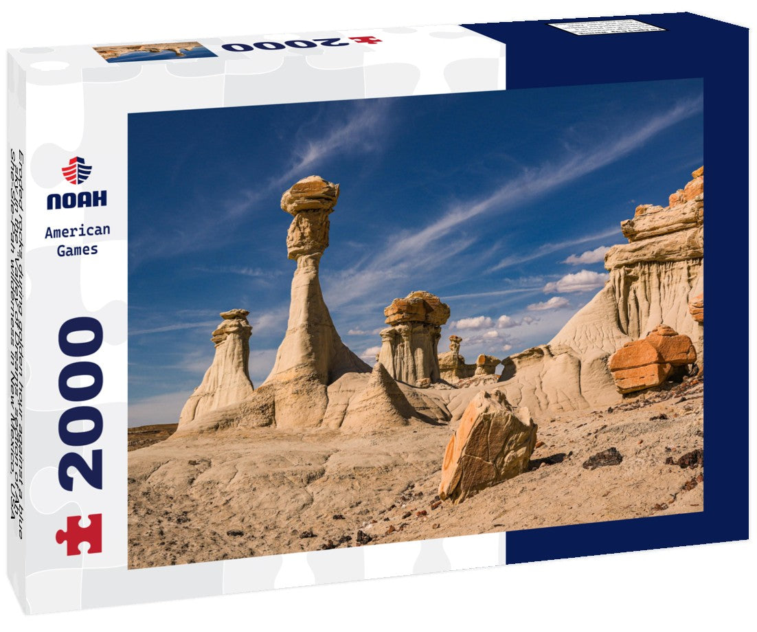 Noah Jigsaw Puzzle Eroded rocks during golden hour against a blue sky in the “Valley of Dreams” section of Ah-She-Sle-Pah wilderness in New Mexico, USA 2000 pieces