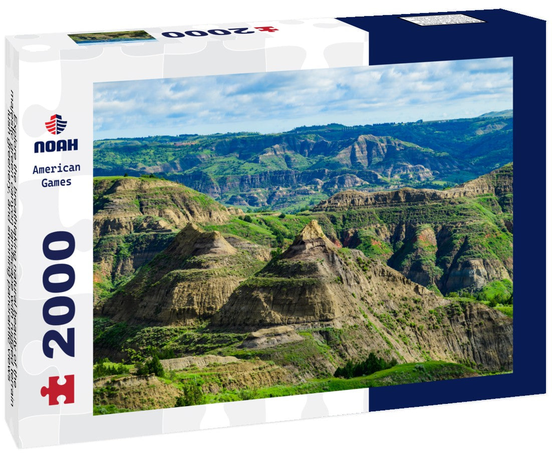 Noah Jigsaw Puzzle Explore the breathtaking natural beauty of the majestic green canyon landscape with rugged terrain, lush greenery, and stunning panoramic views, Little Missouri State Park, North Dakota 2000 pieces