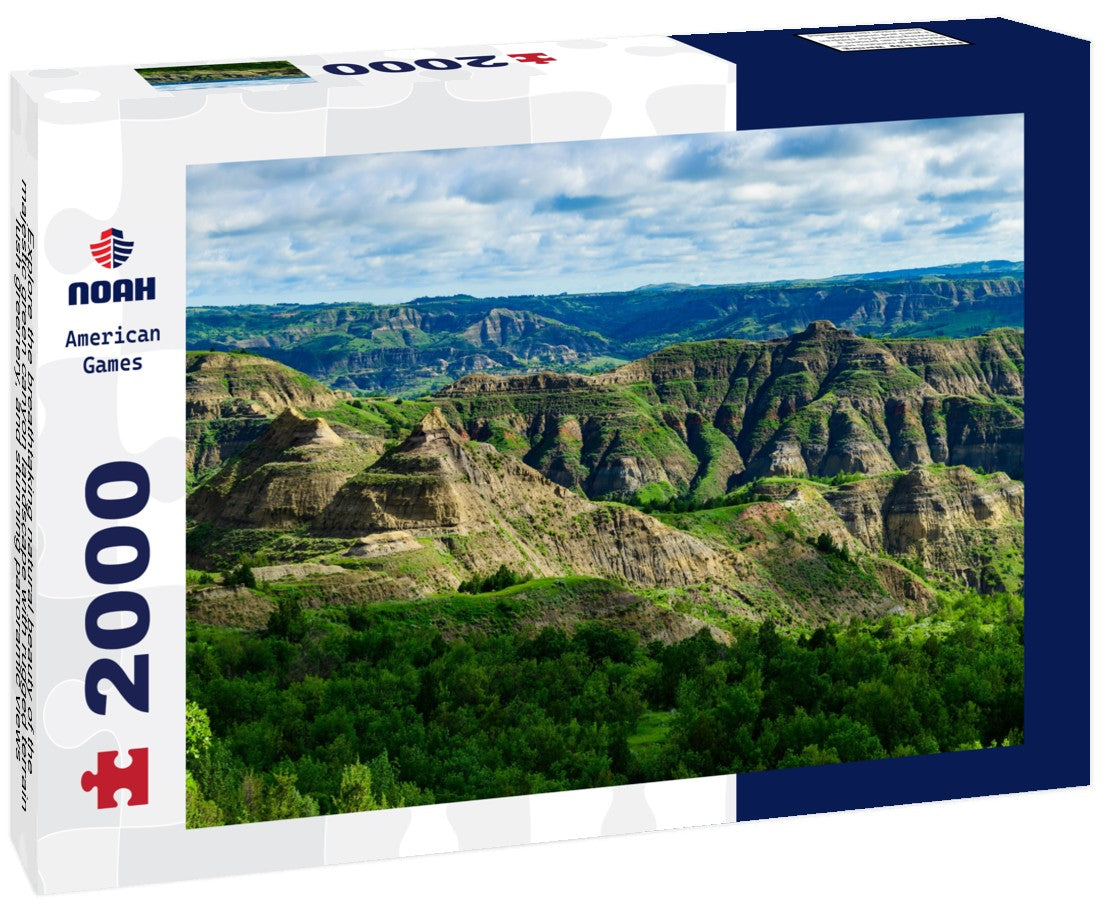 Noah Jigsaw Puzzle Explore the breathtaking natural beauty of the majestic green canyon landscape with rugged terrain, lush greenery, and stunning panoramic views, Little Missouri State Park, North Dakota 2000 pieces