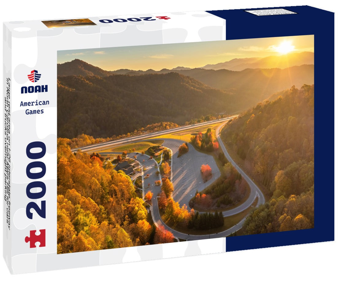 Noah Jigsaw Puzzle Large rest area on I-26 interstate freeway in North Carolina near Mars Hill for cars and trucks overnight parking 2000 pieces