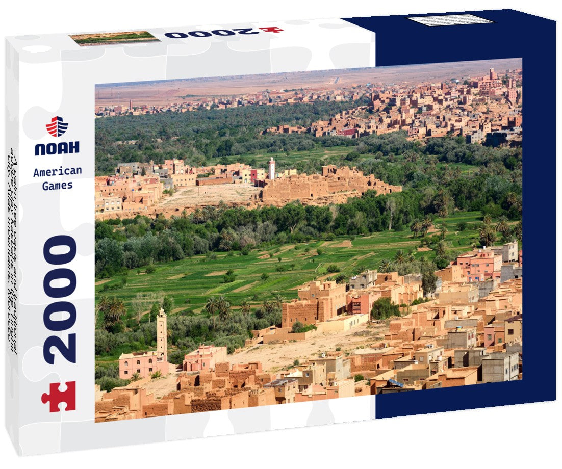 Noah Jigsaw Puzzle A palm tree oasis and traditional adobe clay kasbahs in the Tinghir city, Atlas mountains, Morocco 2000 pieces