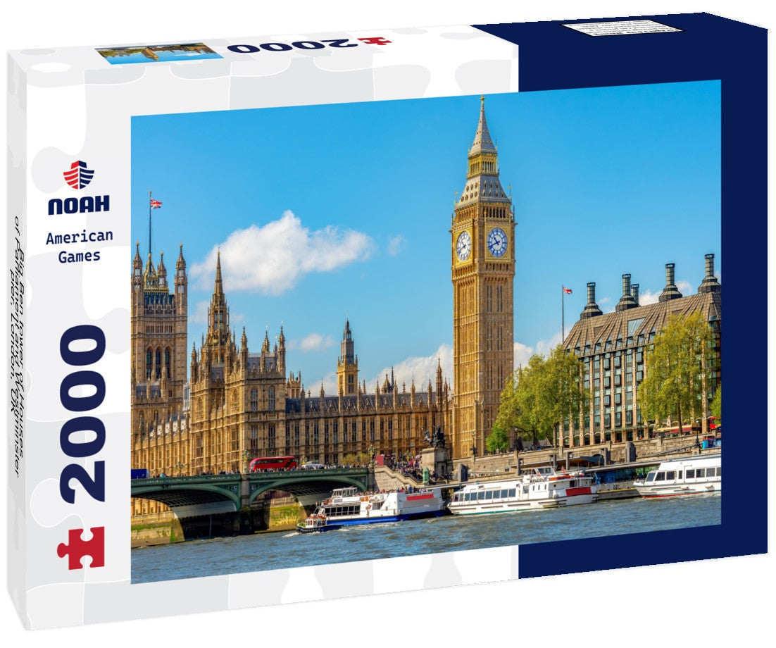 Noah Jigsaw Puzzle Big Ben tower of Houses of Parliament and Westminster pier, London, UK 2000 pieces