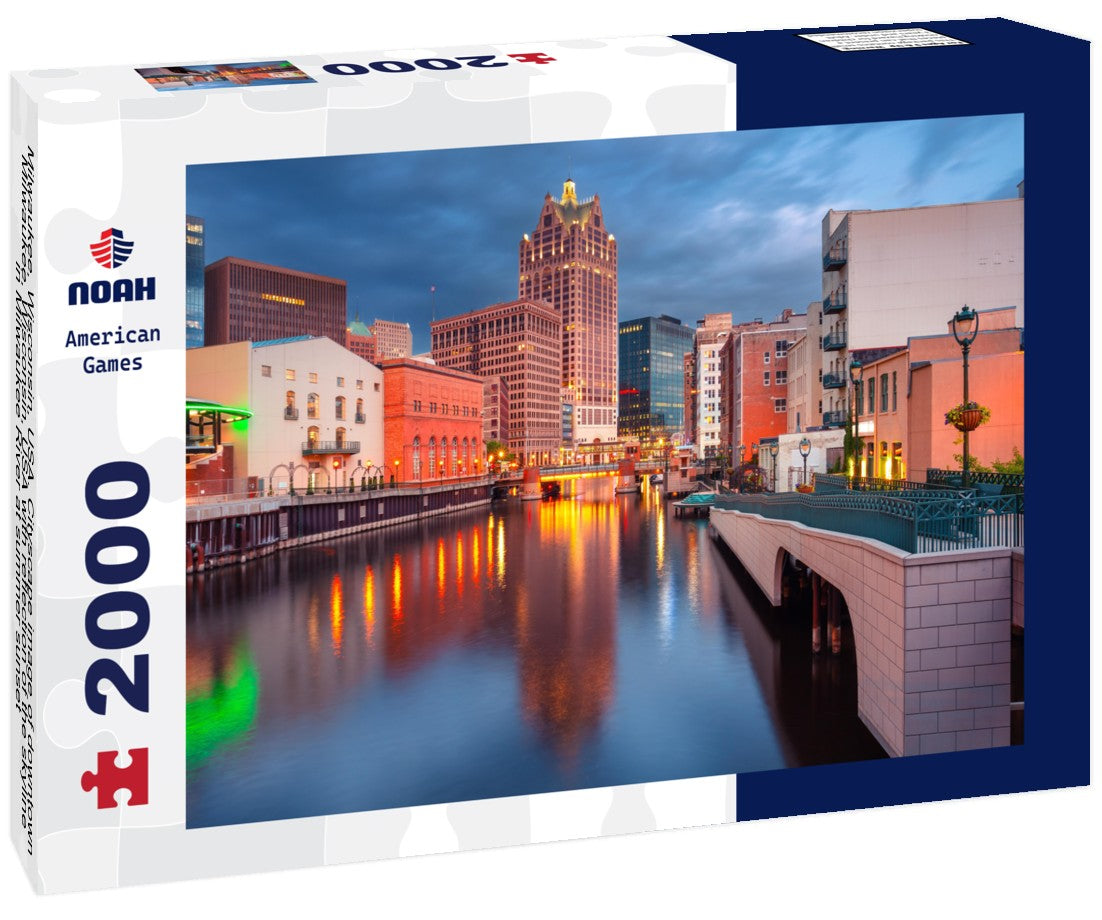 Noah Jigsaw Puzzle Milwaukee, Wisconsin, USA. Cityscape image of downtown Milwaukee, Wisconsin, USA with reflection of the skyline in Milwaukee River at summer sunset 2000 pieces