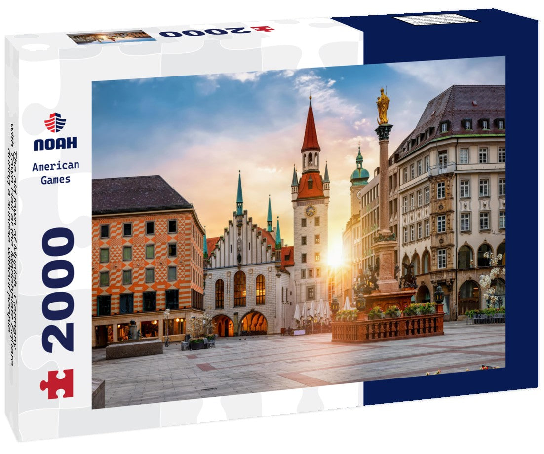 Noah Jigsaw Puzzle The old town of Munich, Germany, with Town Hall at the Marienplatz Square during a sunrise without people 2000 pieces