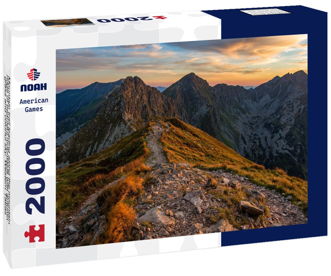 Noah Jigsaw Puzzle Mountain trail leading along the mountain ridge of beautiful mountains with autumn grass and colorful sky. Western Tatras, High Tatras, Slovakia, Poland 2000 pieces