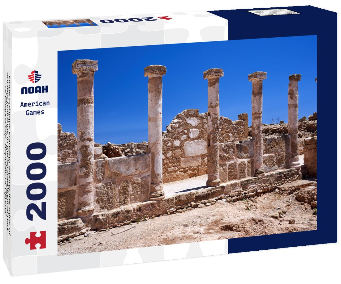 Noah Jigsaw Puzzle stone columns standing among the ruins of ancient buildings in the archaeological park of Phapos city, Republic of Cyprus 2000 pieces