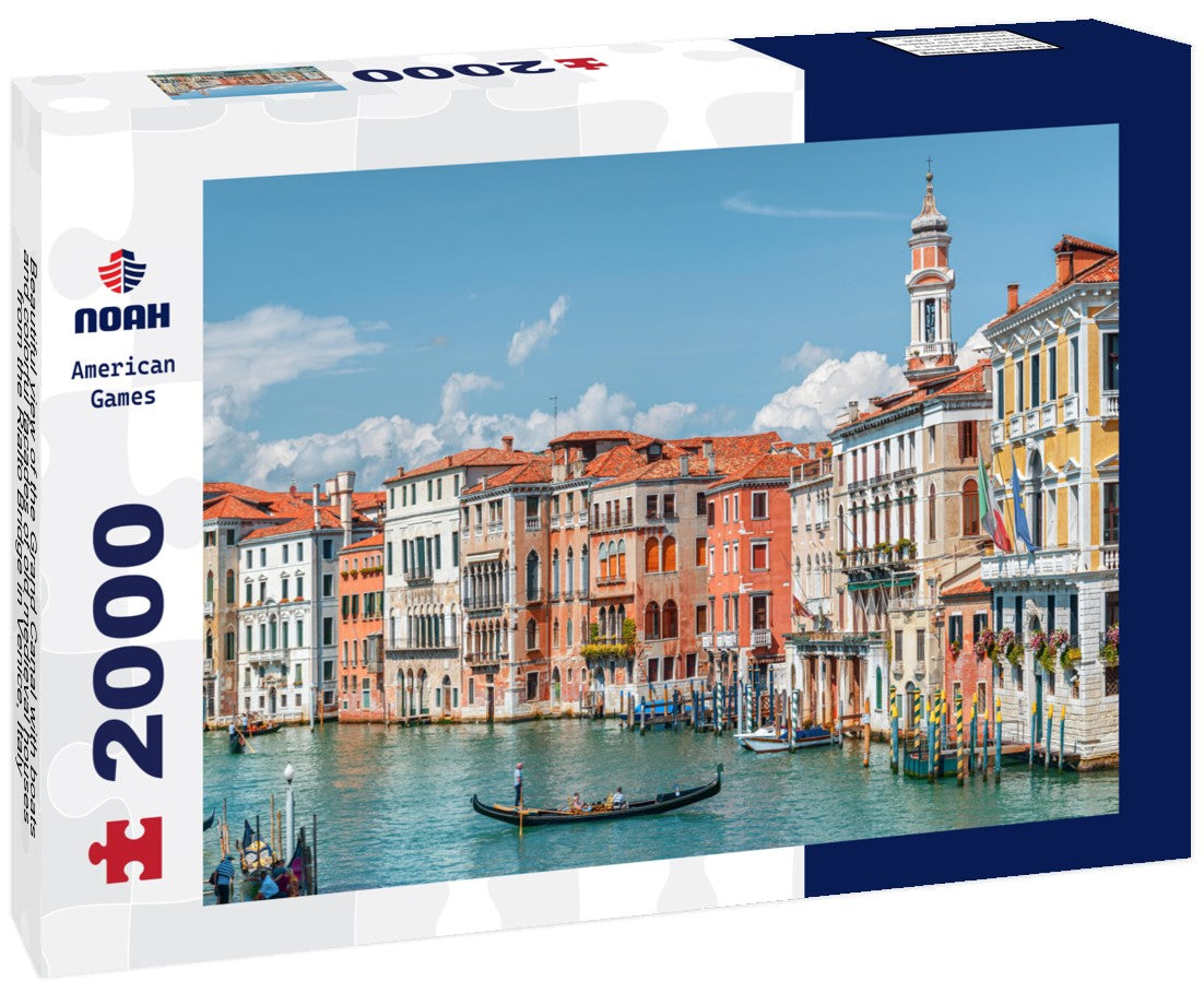 Noah Jigsaw Puzzle Beautiful view of the Grand Canal with boats and colorful facades of old medieval houses from the Rialto Bridge in Venice, Italy 2000 pieces