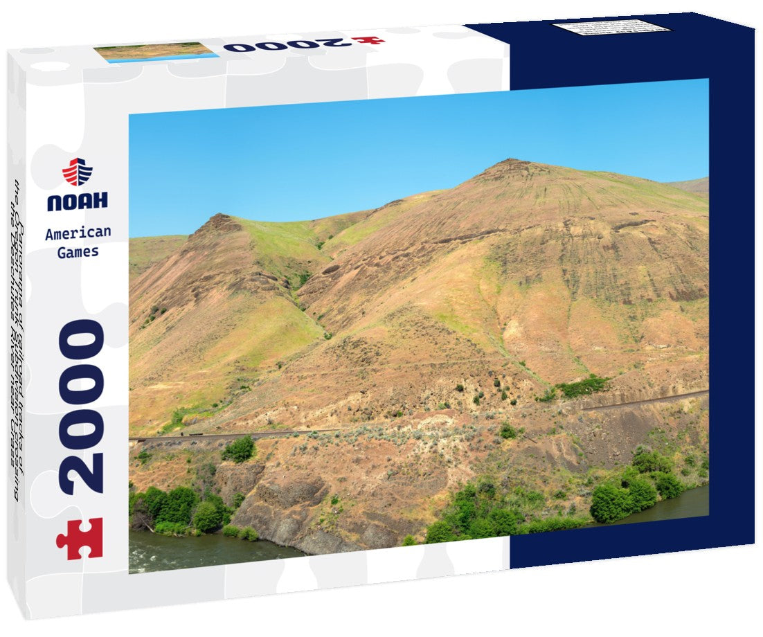 Noah Jigsaw Puzzle Panorama of railroad tracks of the Oregon Trunk Subdivision crossing the Deschutes River near Grass Valley, Oregon, USA 2000 pieces