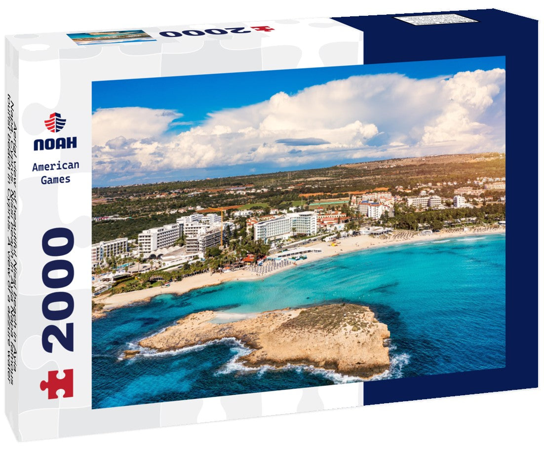 Noah Jigsaw Puzzle Aerial view of beautiful Nissi beach in Ayia Napa, Cyprus. Nissi beach in Ayia Napa famous tourist beach in Cyprus. A view of a azzure water and Nissi beach in Aiya Napa, Cyprus 2000 pieces