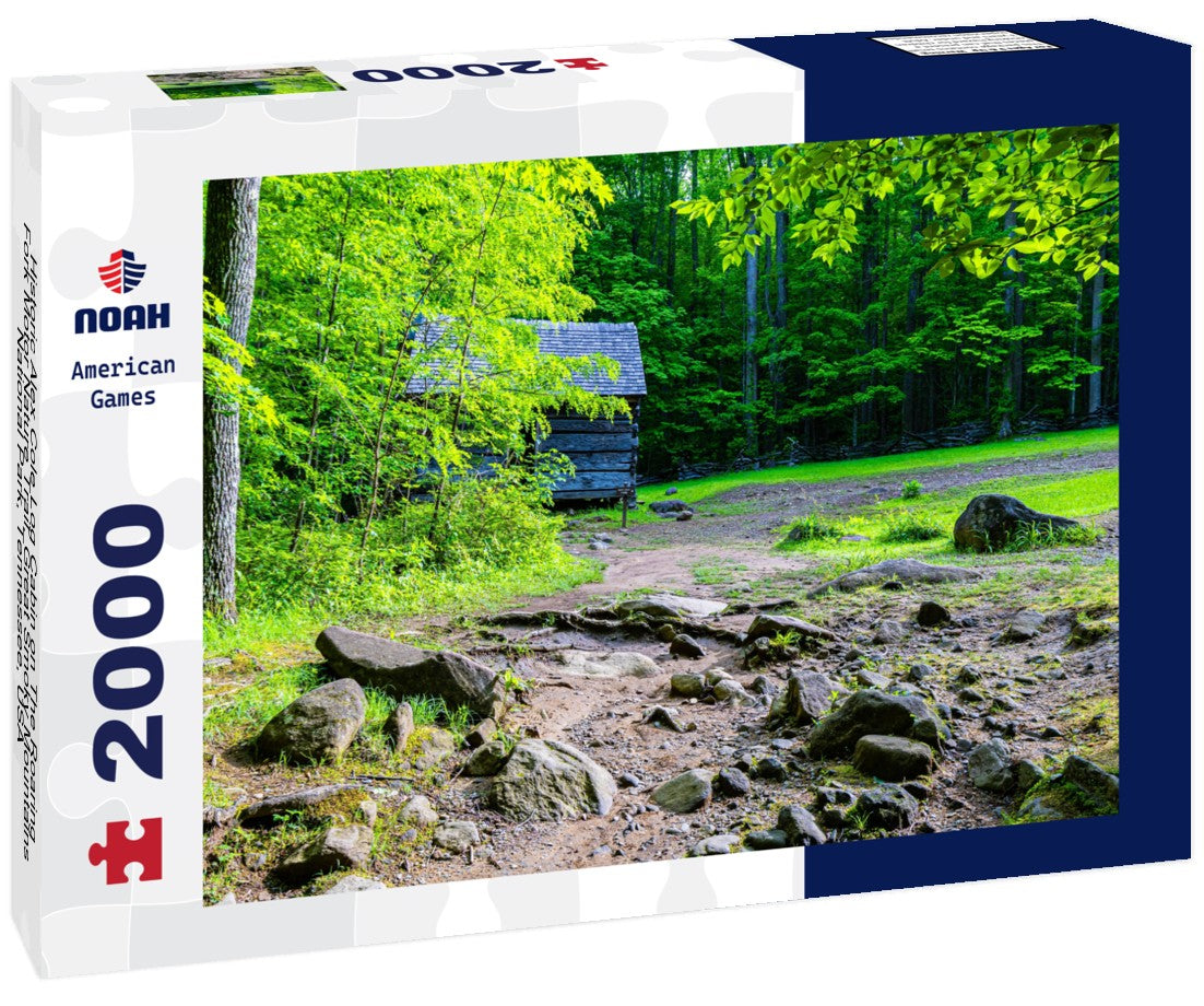 Noah Jigsaw Puzzle Historic Alex Cole Log Cabin on The Roaring Fork Motor Nature Trail, Great Smoky Mountains, National Park, Tennessee, USA 2000 pieces
