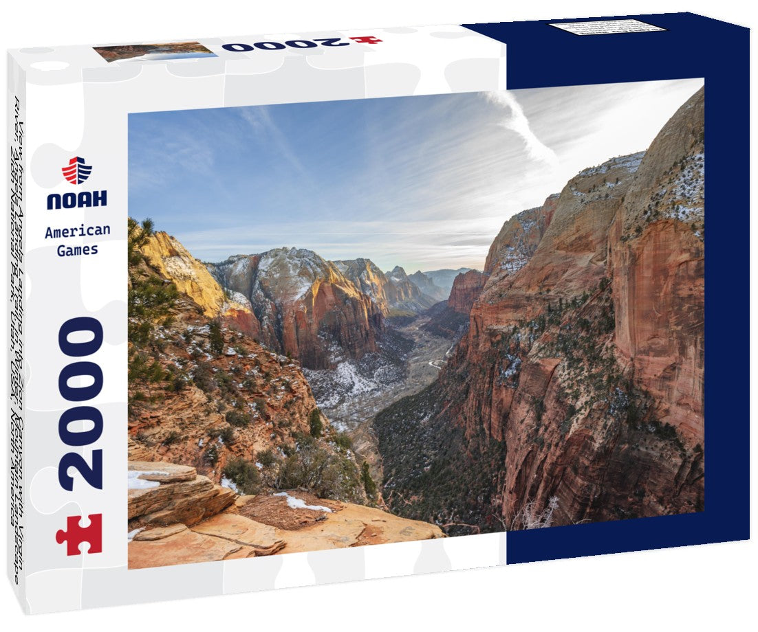 Noah Jigsaw Puzzle View from Angels Landing into Zion Canyon with Virgin River, Angels Landing Trail, in Winter, Mountain Landscape, Zion National Park, Utah, USA, North America 2000 pieces