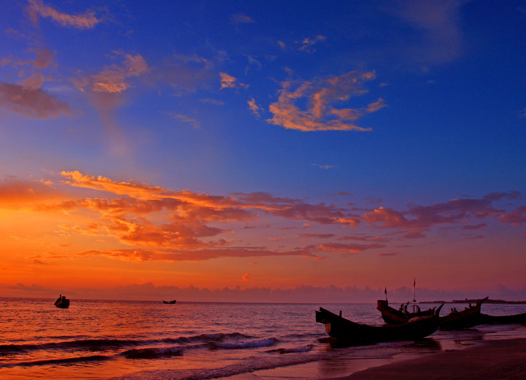Sunrise at saint martin island.The Saint Martin's Island, locally known as Narkel Jinjira, is the only coral island and one of the most famous tourist spots of Bangladesh