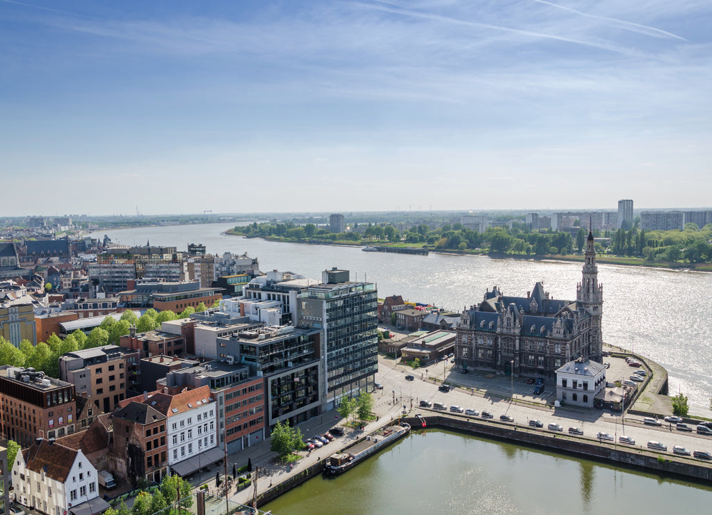 Aerial view over the city of Antwerp in Belgium