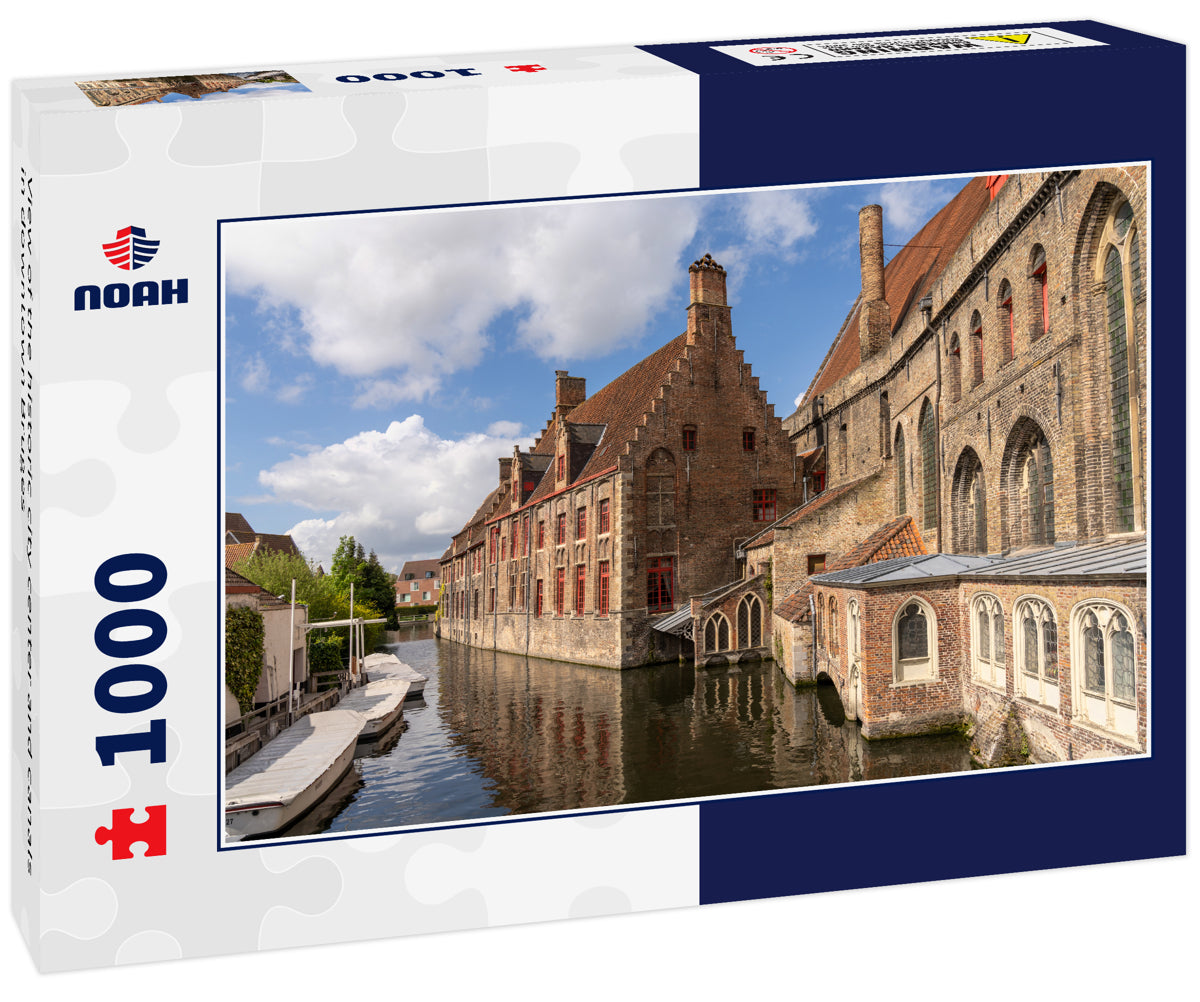 View of the historic city center and canals in downtown Bruges