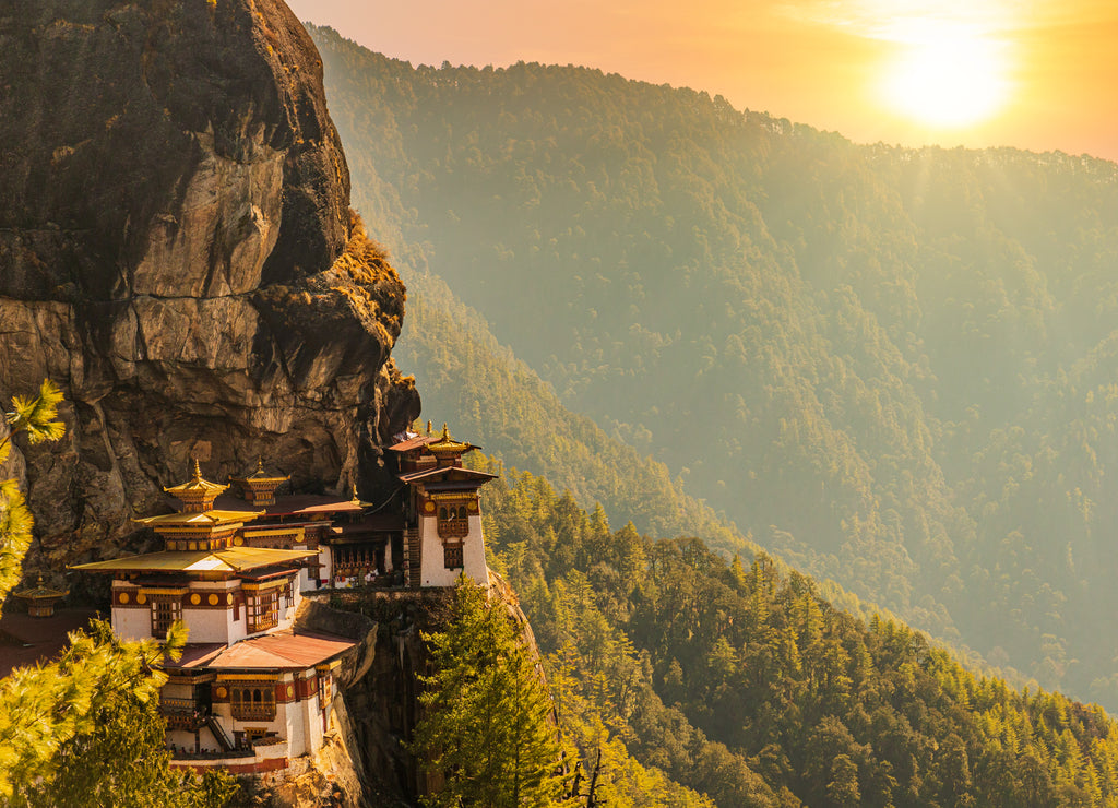 Sunset at Tiger's nest Temple or Taktsang Palphug Monastery (Bhutan)