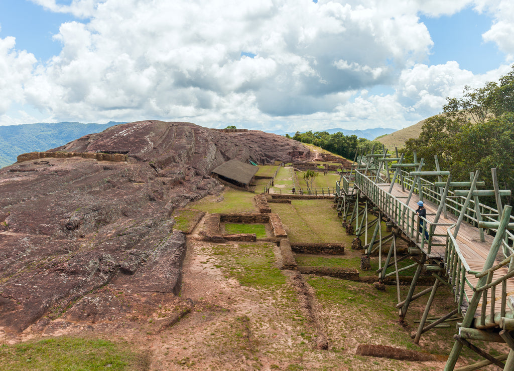 Traces and remnants of an ancient civilization. Archaeological site of El Fuerte de Samaipata, Bolivia