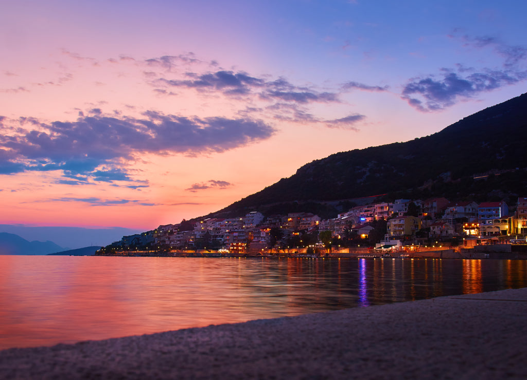 Beautiful sunset on the coast of Neum, Bosnia and Herzegovina