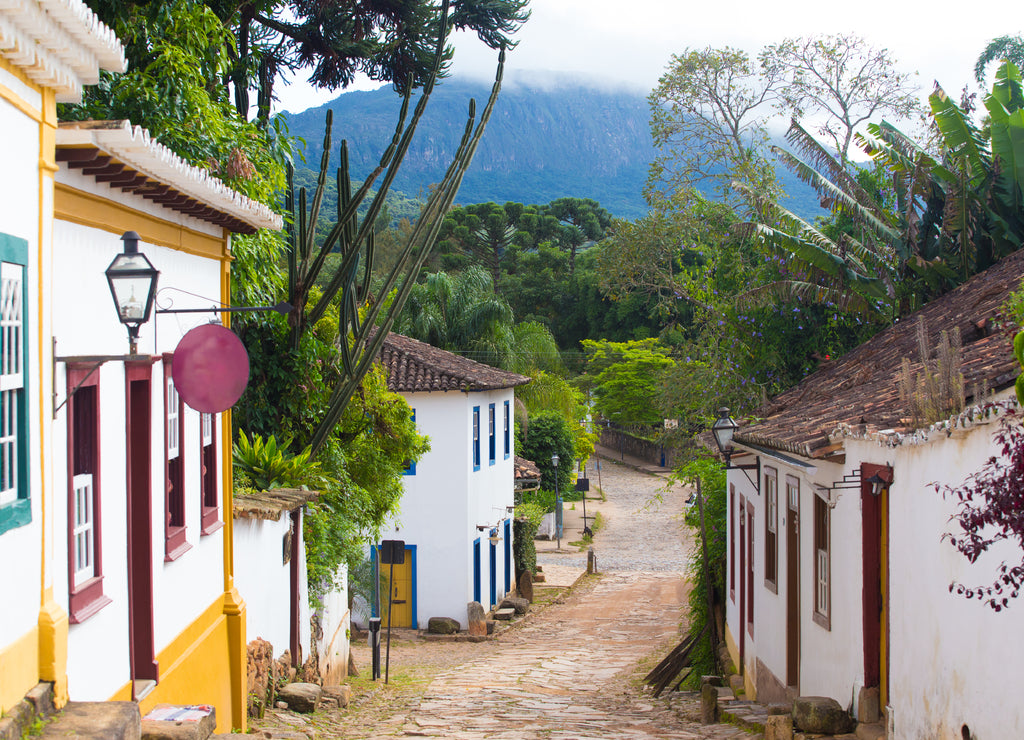 streets of the historical town Tiradentes Brazil