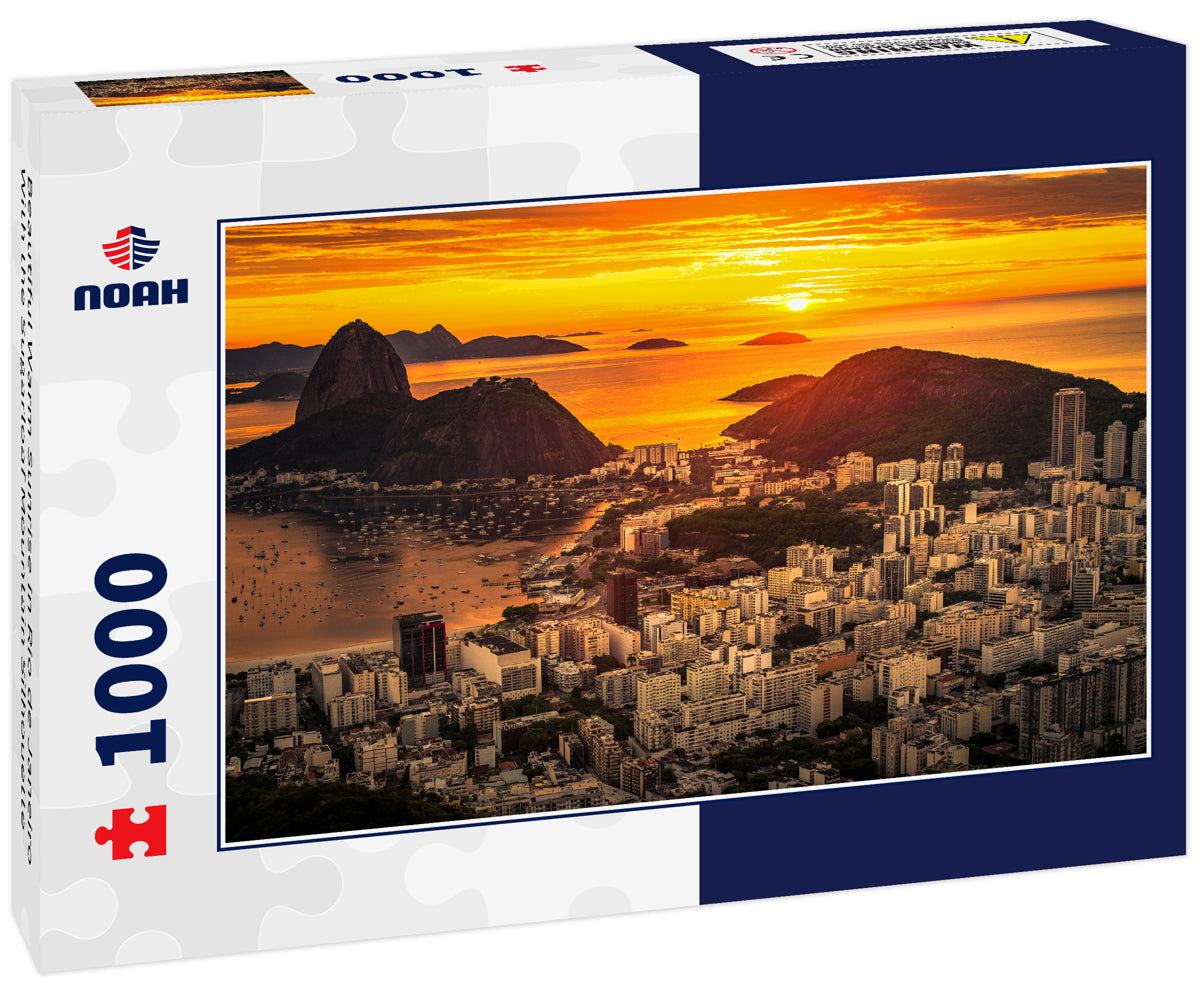 Beautiful Warm Sunrise in Rio de Janeiro With the Sugarloaf Mountain Silhouette