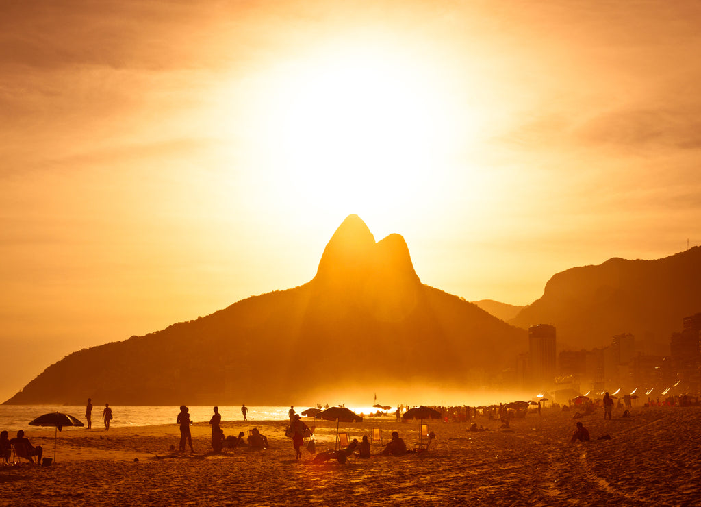 Warm Sunset on Ipanema Beach, Rio de Janeiro, Brazil