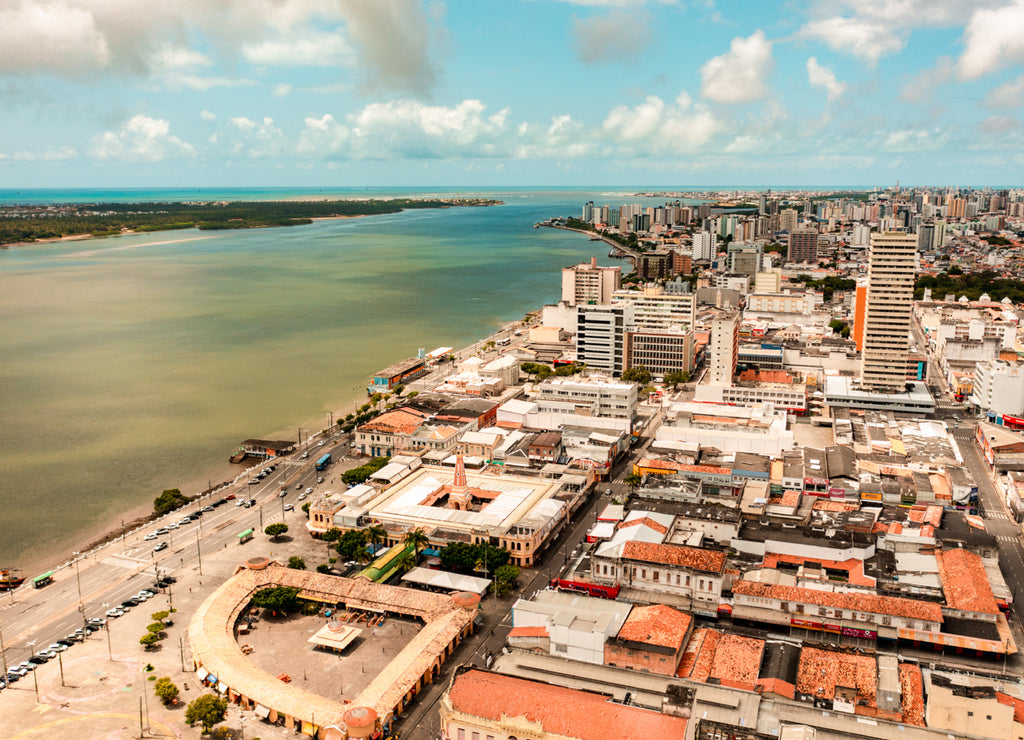 aerial image with drone of the city of Aracaju in Sergipe Brazil