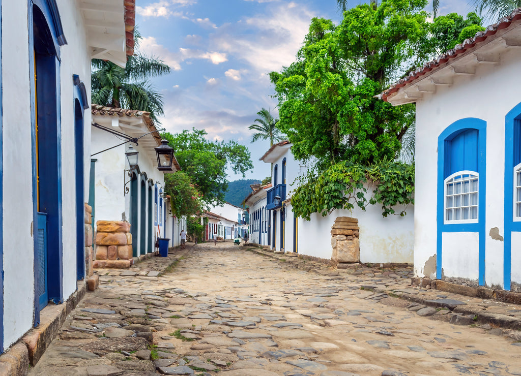 Portuguese colonial style architecture building in Paraty, Brazil
