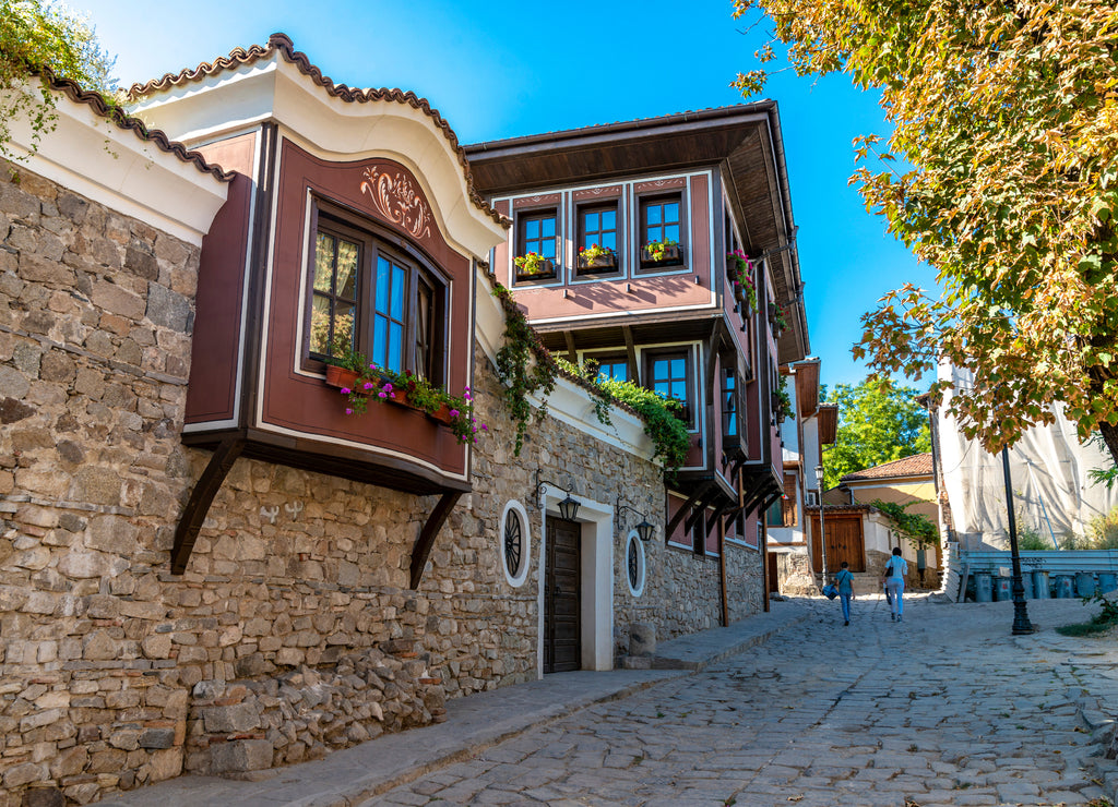 amazing street in Plovdiv city in Bulgaria