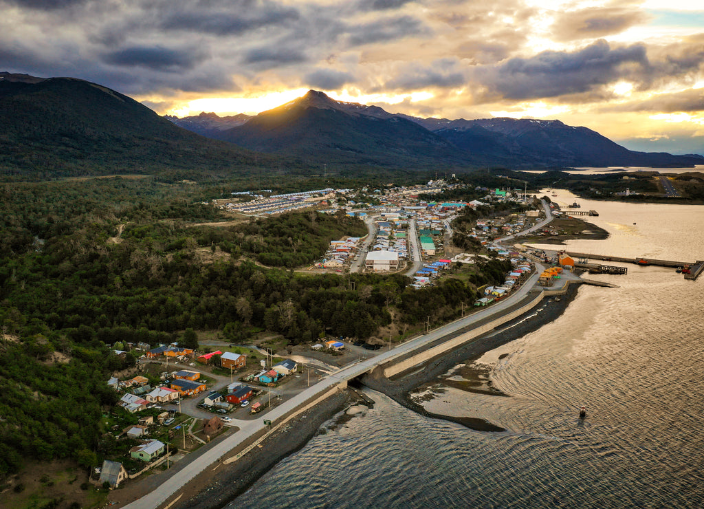 Sunset over Puerto Williams, southernmost town in Chile
