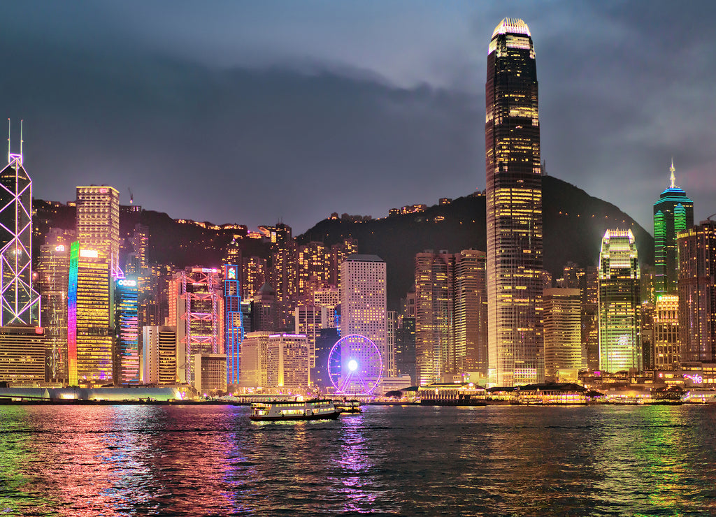 Skyline in Victoria Harbor in Hong Kong HK
