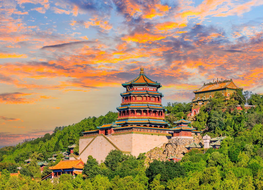 Imperial Summer Palace in Beijing at sunset, China