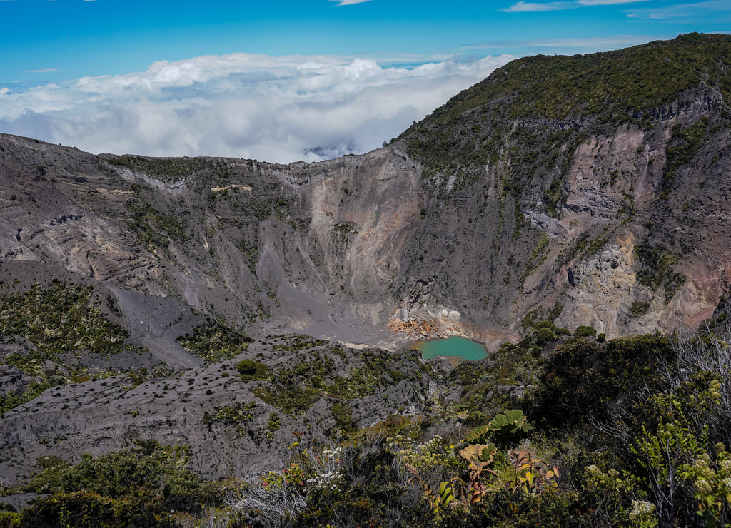 Beautiful aerial view of the Irazu Volcano in Costa Rica
