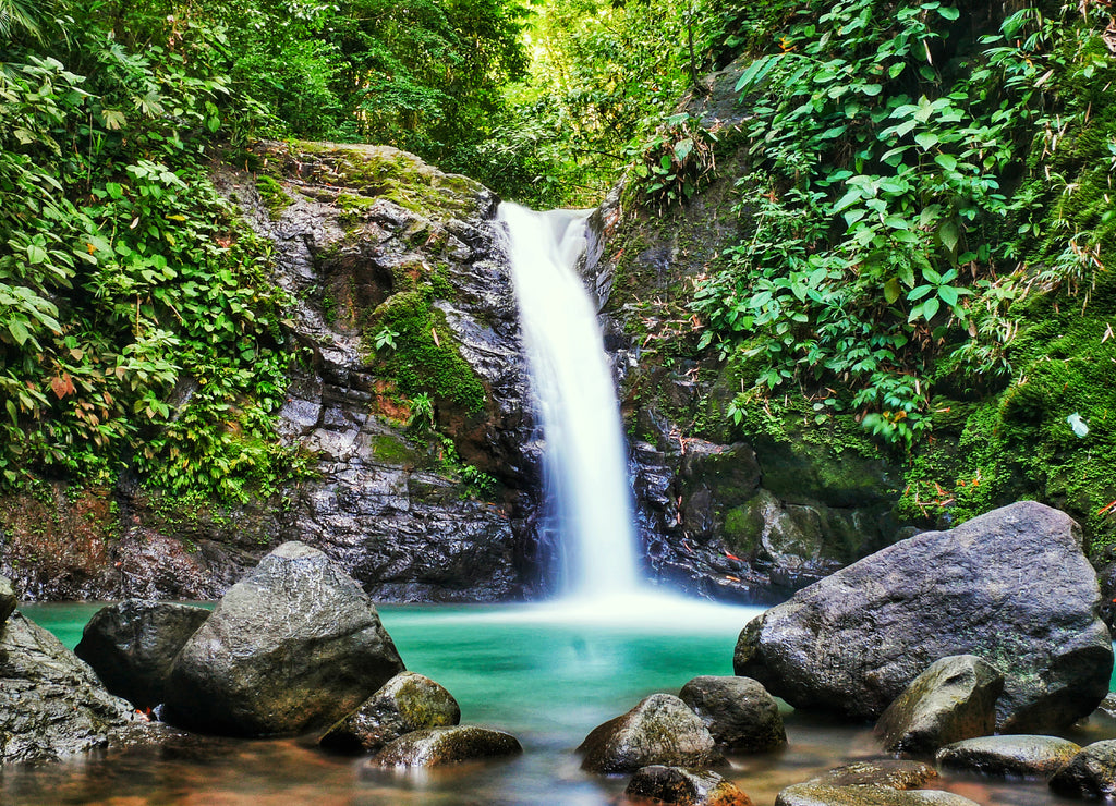 Beautifal waterfall in Costa Rica Uvita with long-time exposure