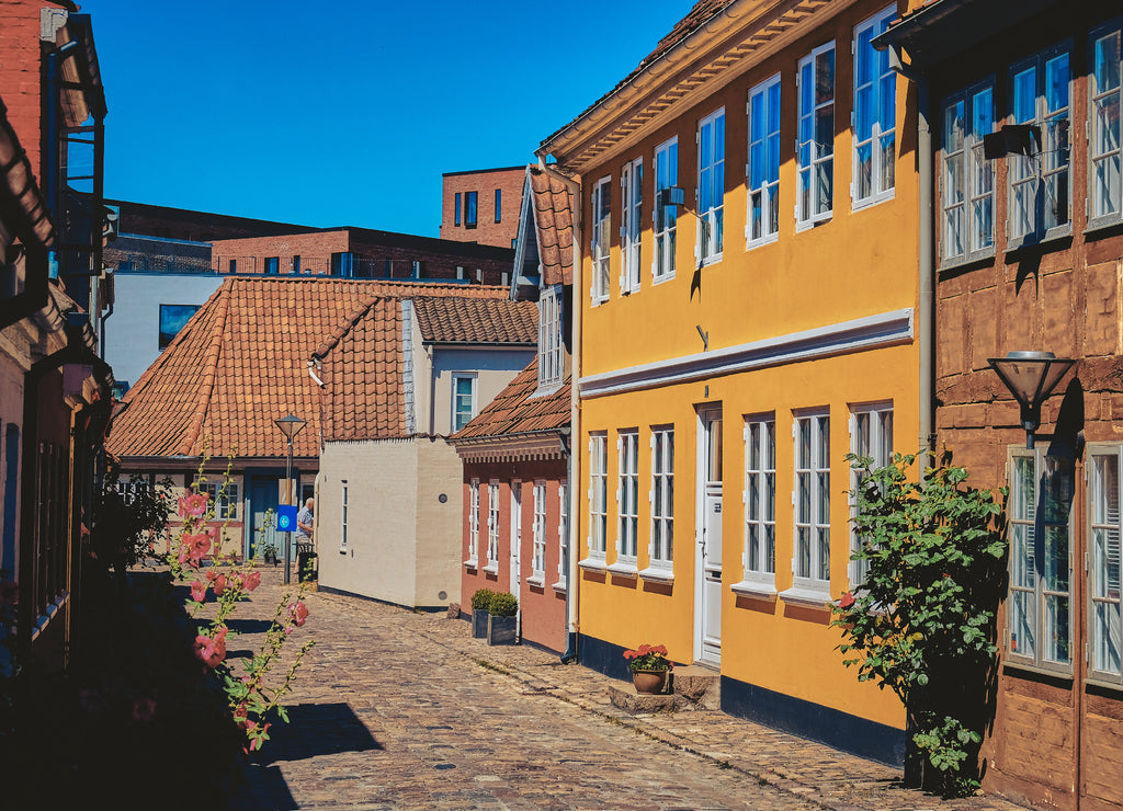 Beautiful Streets of the Old City. Odense, Denmark