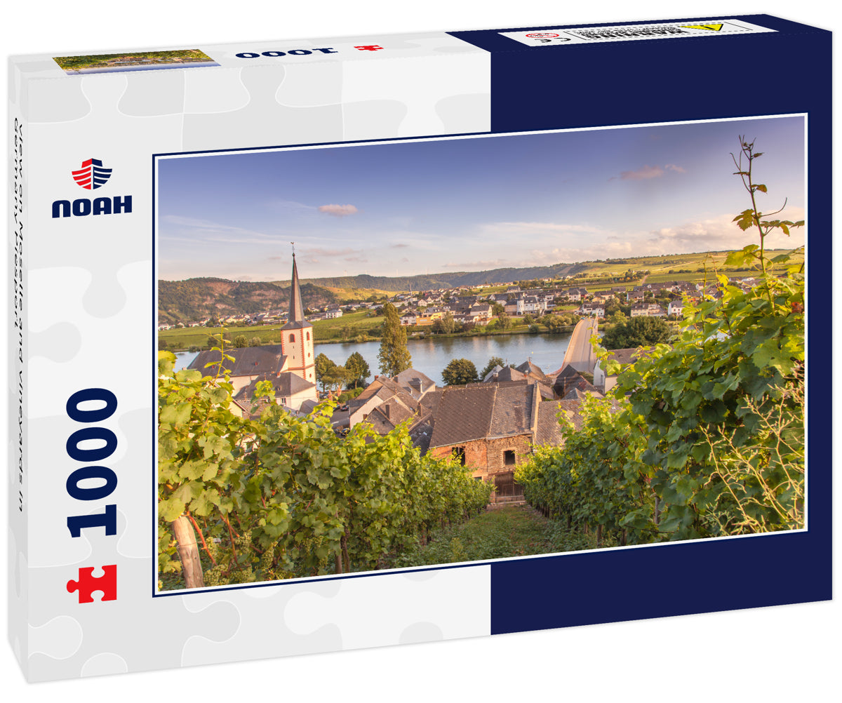 view on Moselle and vineyards in Germany Piesport