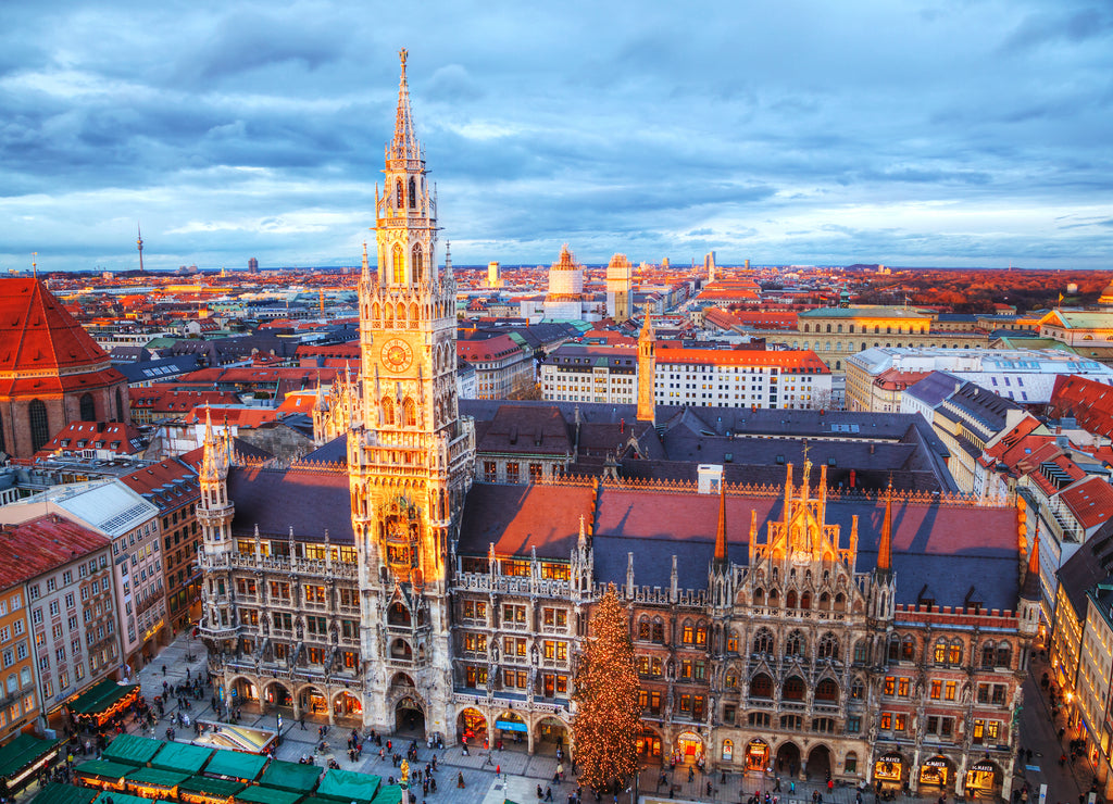 Aerial view of Marienplatz in Munich