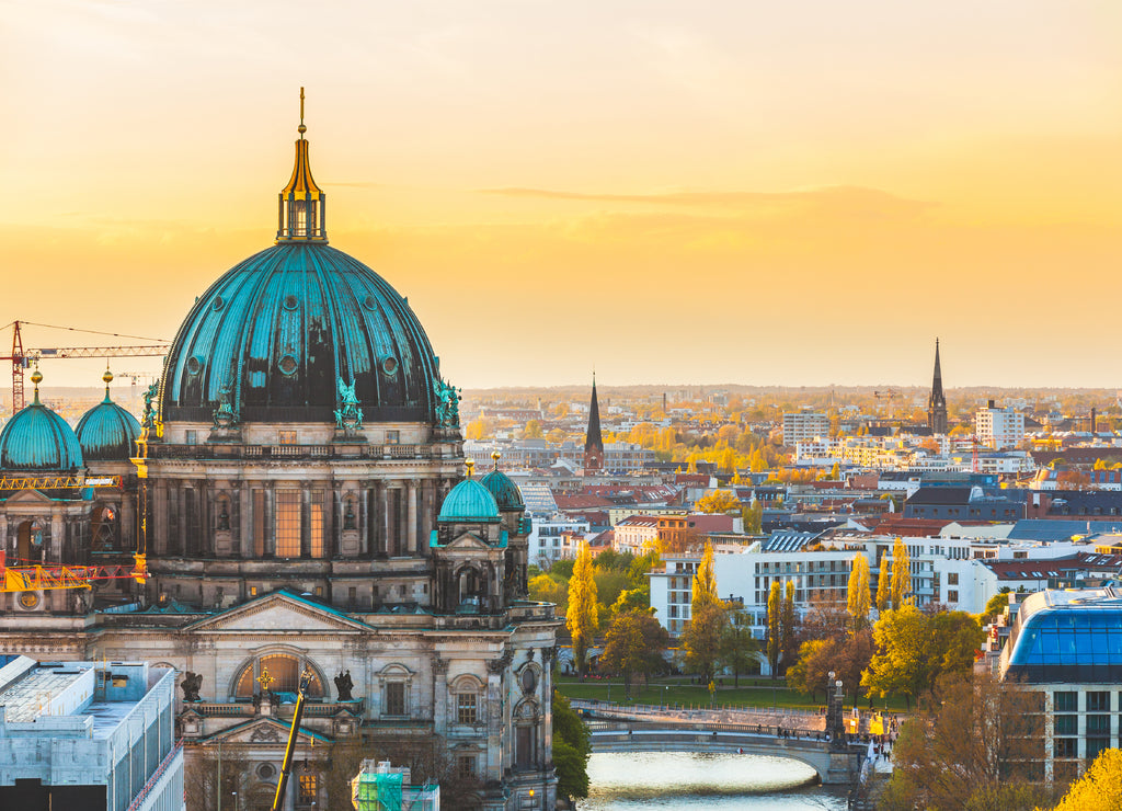 Berlin aerial view at sunset