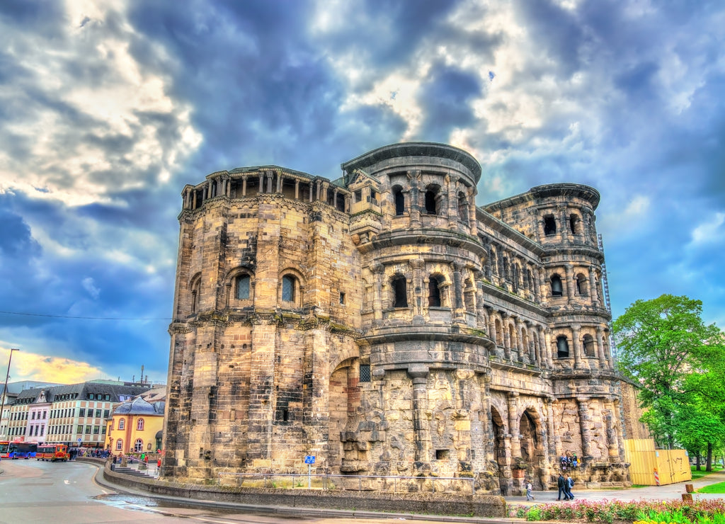 The Porta Nigra, a large Roman city gate in Trier, Germany