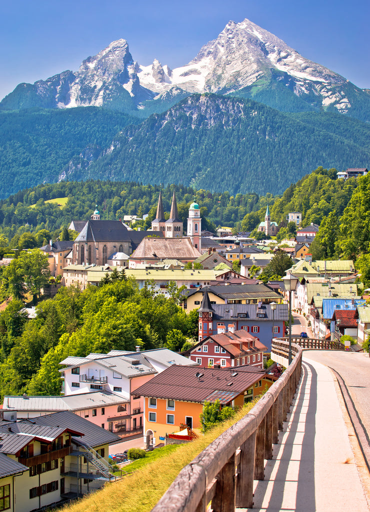 Town of Berchtesgaden and Alpine landscape view