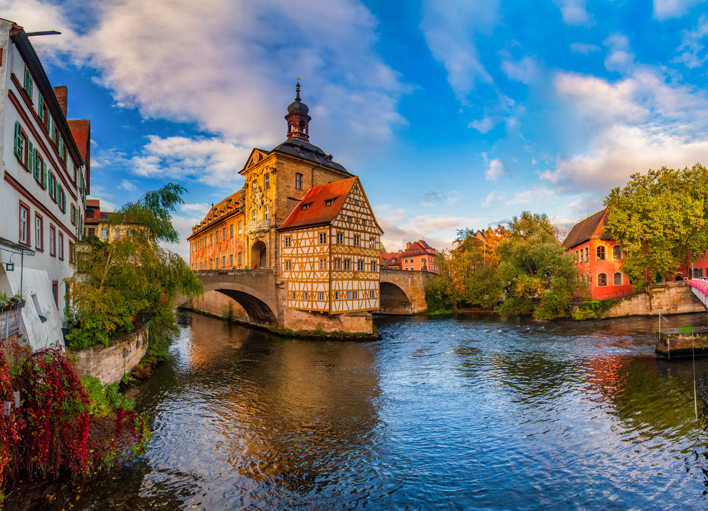 Amazing panoramic view of historic city center of Bamberg, Germany. UNESCO World Heritage Site