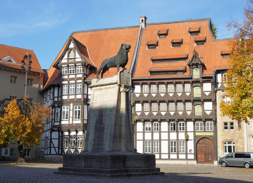 Brunswick Lion monument located on Burgplatz square in Braunschweig Germany