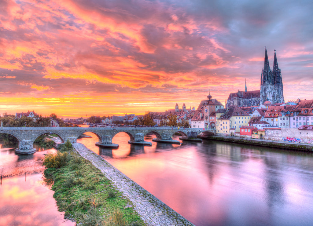 Regensburg Bridge over the Danube River