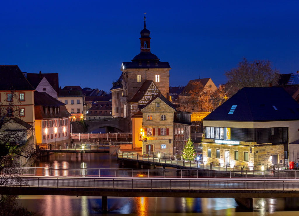 Bamberg. Old city in the night illumination