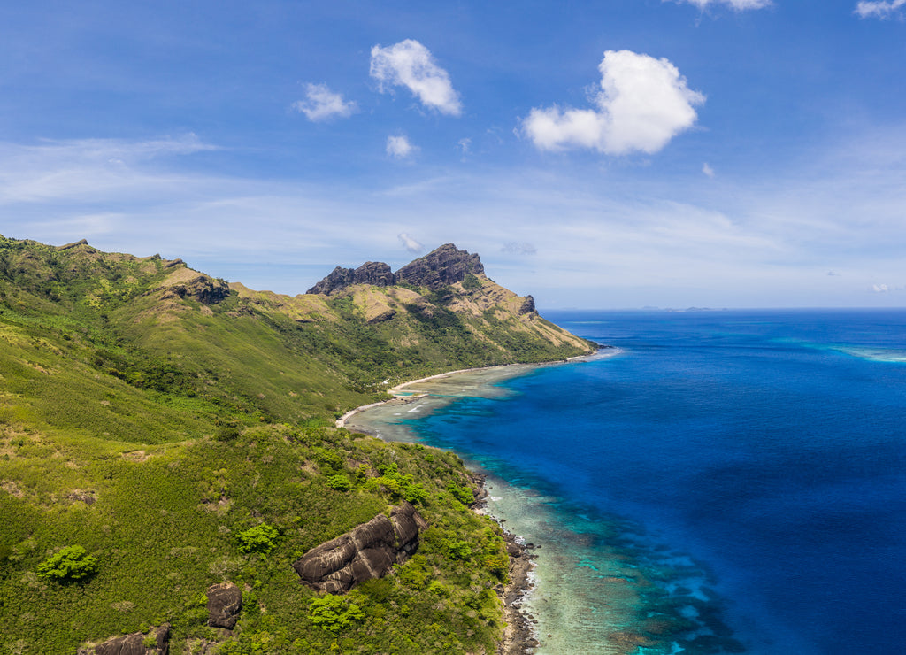 Wild coast of the tropical Waya island in the Yasawa islands group in Fiji in the south Pacific ocean
